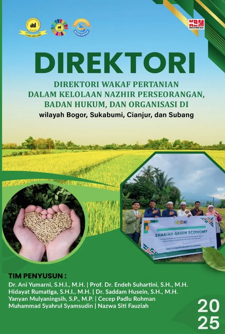 Direktori Wakaf Pertanian dalam Kelolaan Nazhir Perseorangan, Badan Hukum, dan Organisasi:  di wilayah Bogor, Sukabumi, Cianjur, dan Subang